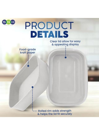 [Pack of 10] Rectangular Kraft Paper 500 ml Disposable Meal Boxes with Lids - Heavy-Duty, Microwave-Safe, Leak-Resistant Takeaway Containers for Hot & Cold Food, Meal Prep, BBQ, Salads - view 3